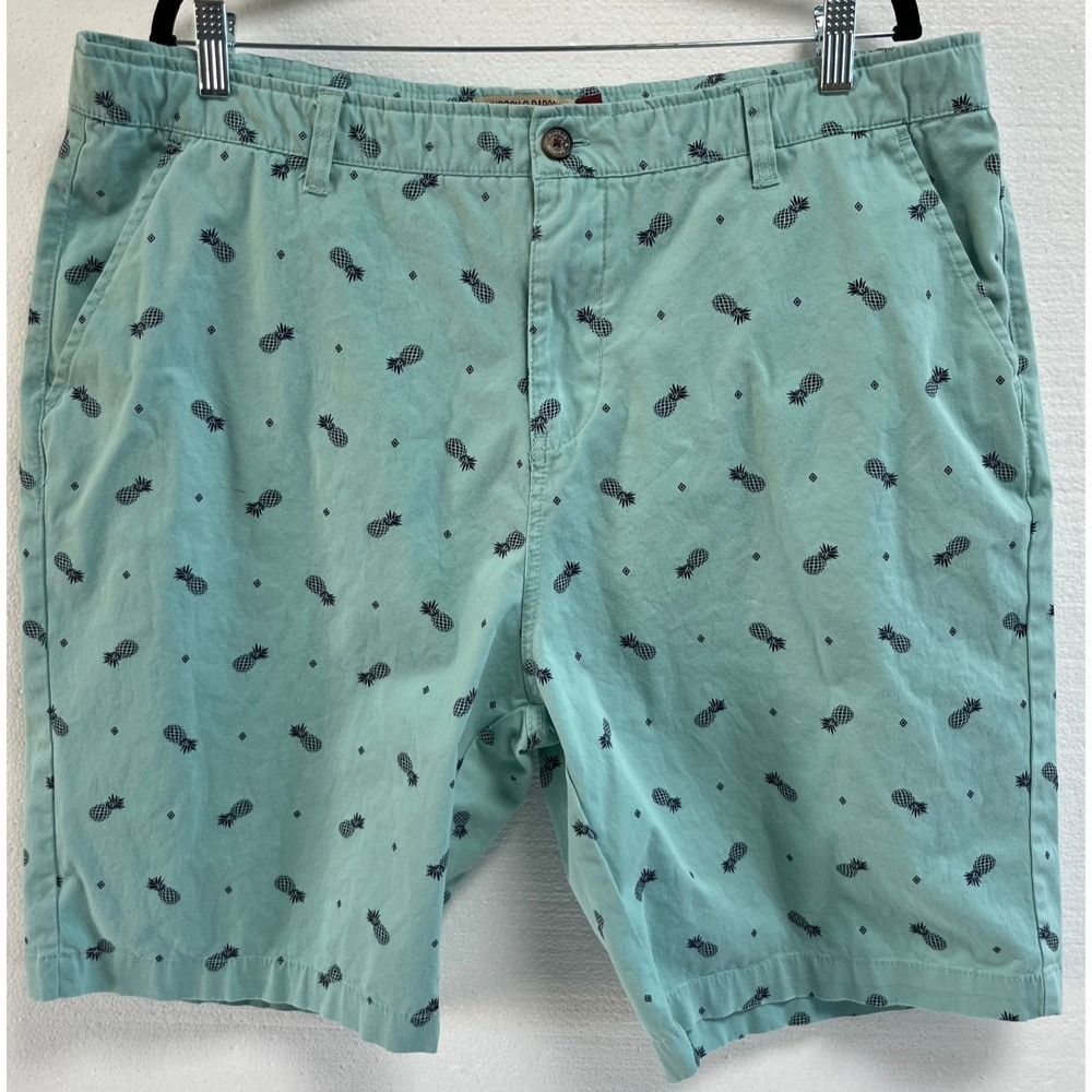 Hudson & Barrow NYC  Shorts Men's Size 38 Pineapple Aqua‎ Blue Flat Front Beach